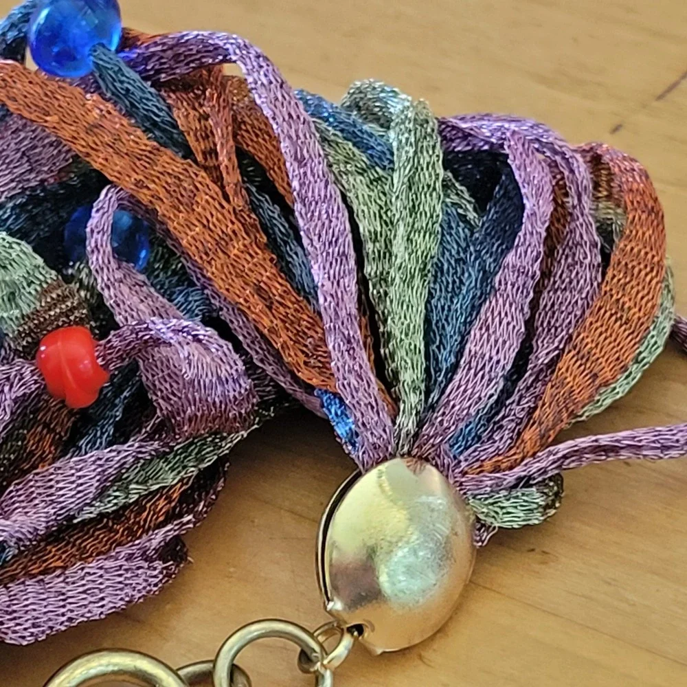 TRINA TYGRETT Venezia Murano Glass Mesh Ribbon Bracelet Signed Wearable Art